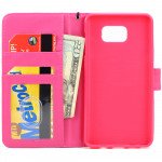 Wholesale Samsung Galaxy S6 Edge Plus Quilted Flip Leather Wallet Case with Strap (Hot Pink)